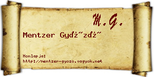 Mentzer Győző névjegykártya